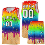 Custom Rainbow Basketball Kits with Ice Cream Element Pattern