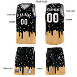 Custom Black Basketball Kits with Ice Cream Element Pattern