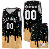 Custom Black Basketball Kits with Ice Cream Element Pattern