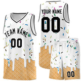 Custom White Basketball Kits with Ice Cream Element Pattern