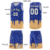 Custom Royal Blue Basketball Kits with Ice Cream Element Pattern