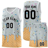 Custom Silver Basketball Kits with Ice Cream Element Pattern
