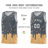 Custom Gray Basketball Kits with Ice Cream Element Pattern