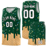 Custom Green Basketball Kits with Ice Cream Element Pattern