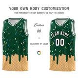 Custom Green Basketball Kits with Ice Cream Element Pattern
