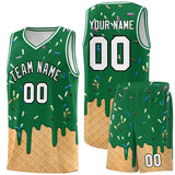 Custom Kelly Green Basketball Kits with Ice Cream Element Pattern