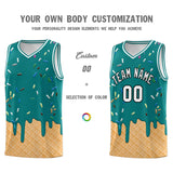 Custom Teal Basketball Kits with Ice Cream Element Pattern