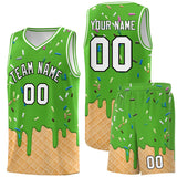 Custom Light Green Basketball Kits with Ice Cream Element Pattern