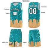 Custom Aqua Basketball Kits with Ice Cream Element Pattern