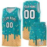 Custom Aqua Basketball Kits with Ice Cream Element Pattern