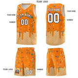 Custom Orange Basketball Kits with Ice Cream Element Pattern