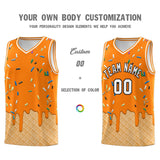 Custom Orange Basketball Kits with Ice Cream Element Pattern