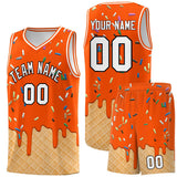 Custom Orange Basketball Kits with Ice Cream Element Pattern