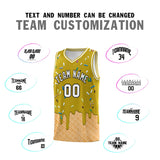 Custom Old Gold Basketball Kits with Ice Cream Element Pattern