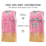 Custom Light Pink Basketball Kits with Ice Cream Element Pattern