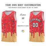 Custom Light Red Basketball Kits with Ice Cream Element Pattern