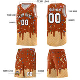 Custom Dark Orange Basketball Kits with Ice Cream Element Pattern