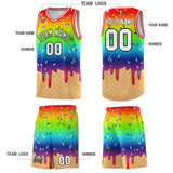 Custom Rainbow Basketball Kits with Ice Cream Element Pattern