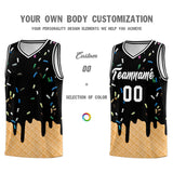 Custom Black Basketball Kits with Ice Cream Element Pattern