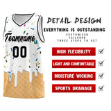 Custom White Basketball Kits with Ice Cream Element Pattern