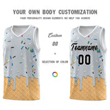 Custom Silver Basketball Kits with Ice Cream Element Pattern