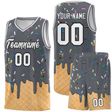 Custom Gray Basketball Kits with Ice Cream Element Pattern
