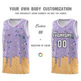 Custom Light Purple Basketball Kits with Ice Cream Element Pattern