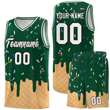 Custom Green Basketball Kits with Ice Cream Element Pattern