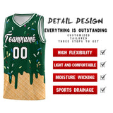 Custom Green Basketball Kits with Ice Cream Element Pattern