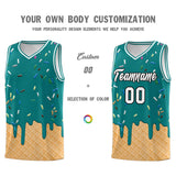 Custom Teal Basketball Kits with Ice Cream Element Pattern