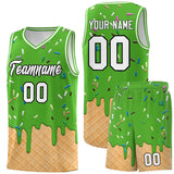 Custom Light Green Basketball Kits with Ice Cream Element Pattern