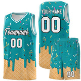 Custom Aqua Basketball Kits with Ice Cream Element Pattern