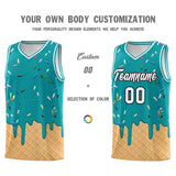 Custom Aqua Basketball Kits with Ice Cream Element Pattern