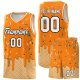 Custom Orange Basketball Kits with Ice Cream Element Pattern