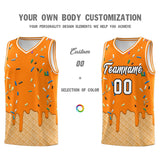 Custom Orange Basketball Kits with Ice Cream Element Pattern