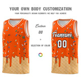 Custom Orange Basketball Kits with Ice Cream Element Pattern