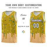 Custom Old Gold Basketball Kits with Ice Cream Element Pattern