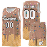 Custom Coffee Basketball Kits with Ice Cream Element Pattern