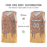 Custom Coffee Basketball Kits with Ice Cream Element Pattern
