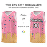 Custom Light Pink Basketball Kits with Ice Cream Element Pattern