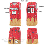 Custom Light Red Basketball Kits with Ice Cream Element Pattern