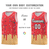 Custom Light Red Basketball Kits with Ice Cream Element Pattern