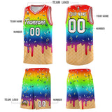 Custom Rainbow Basketball Kits with Ice Cream Element Pattern