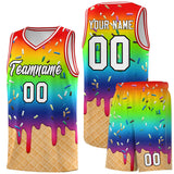 Custom Rainbow Basketball Kits with Ice Cream Element Pattern