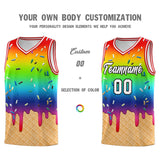 Custom Rainbow Basketball Kits with Ice Cream Element Pattern