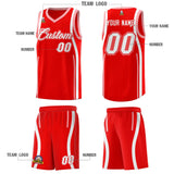 Custom Light Red Light Pink-White Ribbon Pattern Basketball Kits