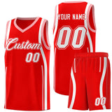 Custom Light Red Light Pink-White Ribbon Pattern Basketball Kits