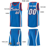 Custom Royal Red-White Ribbon Pattern Basketball Kits