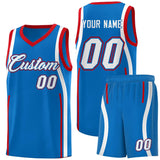 Custom Royal Red-White Ribbon Pattern Basketball Kits