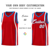 Custom Red Royal-White Ribbon Pattern Basketball Kits